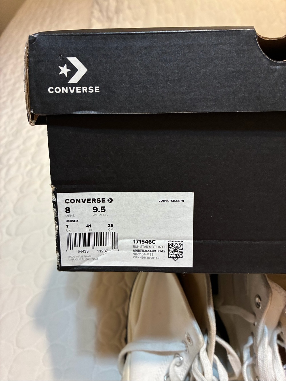 Converse White High-Top Platform Sneakers with Black & Gum Outsole - Picture 5 of 5